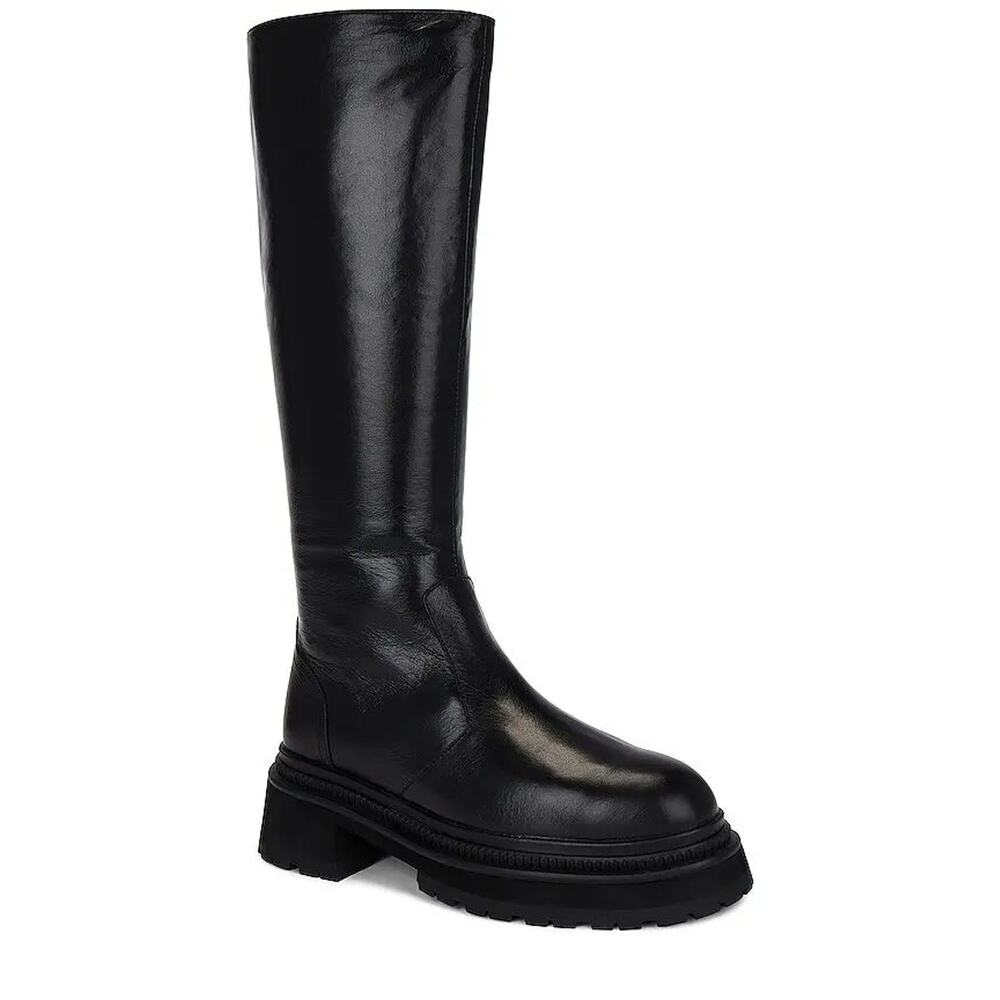 Tony Bianco Black Tall Leather Platform Knee Boot
